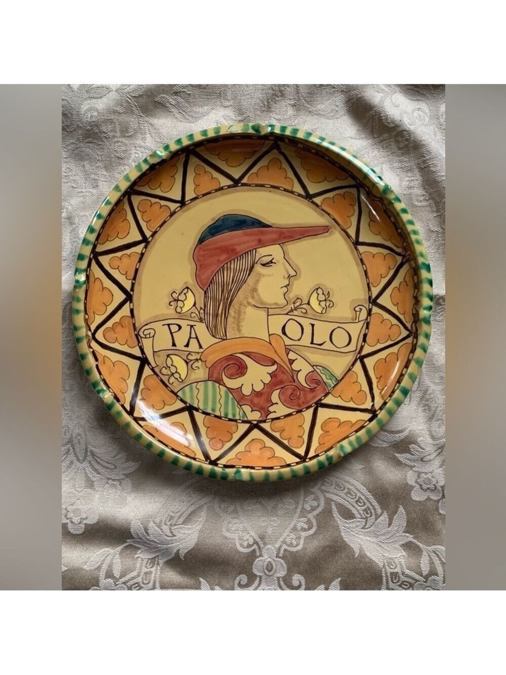 Vintage Hand Painted 1957 "Paolo" Italian Plate by Ciaurro Orvieto - Picture 1 of 7